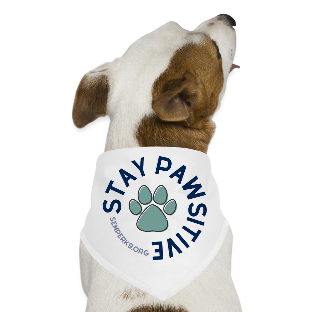 Stay Pawsitive Dog Bandana - white