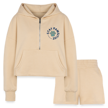 Stay Pawsitive Women’s Cropped Hoodie & Jogger Short Set - nude