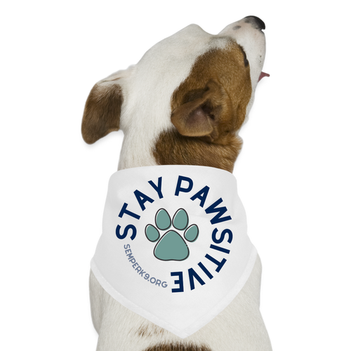 Stay Pawsitive Dog Bandana - white