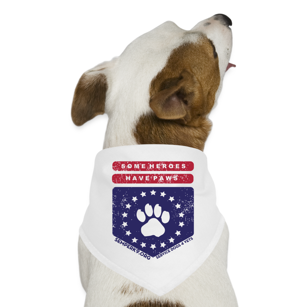 Some Heroes Have Paws Dog Bandana - white