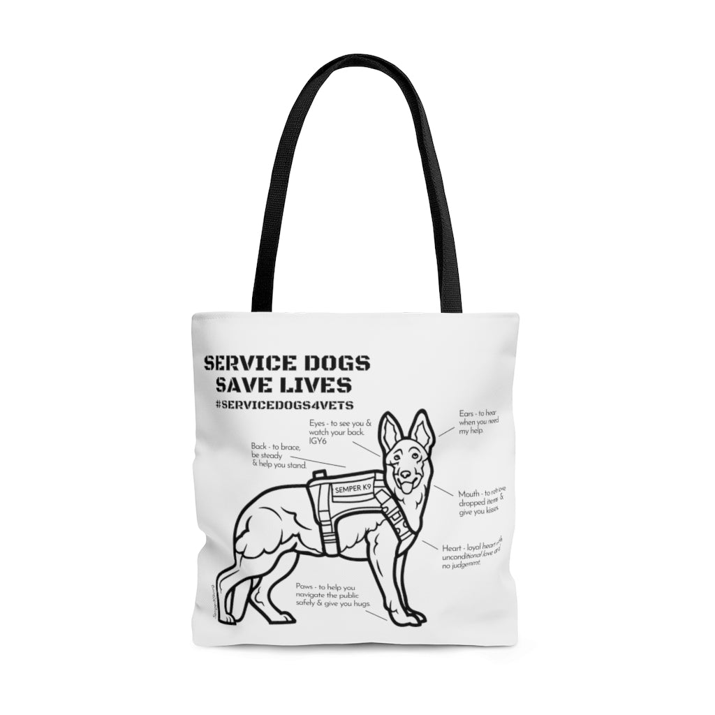 Service Dogs Save Lives Tote Bag