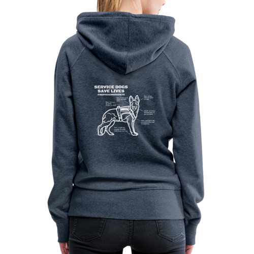 Service Dogs Save Lives Women’s Premium Hoodie - heather denim